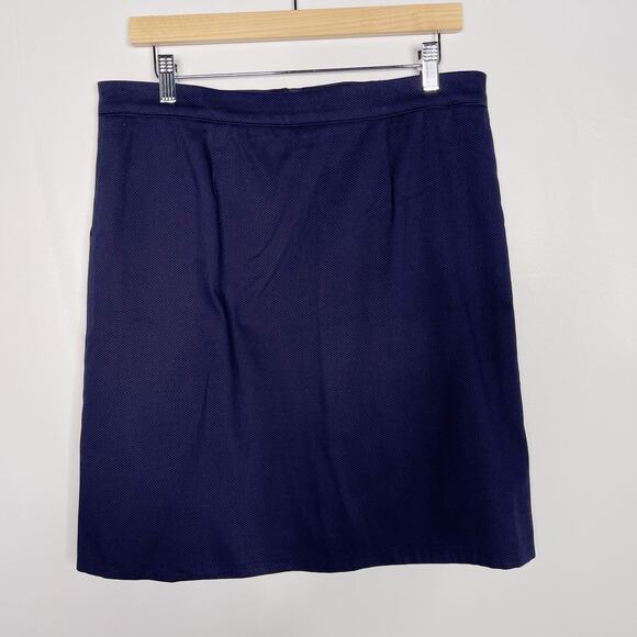 J McLaughlin Size 10 Navy Blue Cotton Stretch Textured Mini Skirt Made in USA - Picture 2 of 10